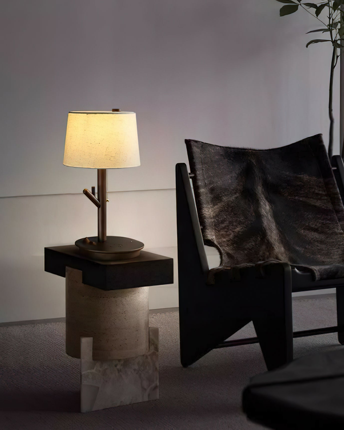 Twig Table Lamp | Wood & Fabric | Beige Shade