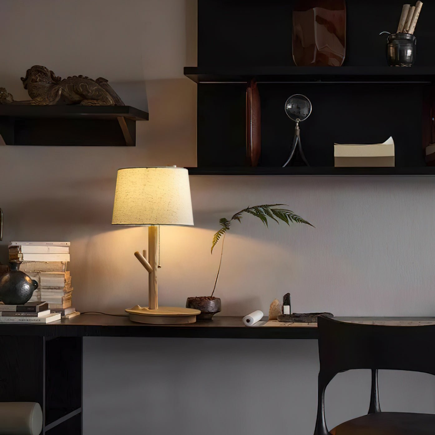 Twig Table Lamp | Wood & Fabric | Beige Shade