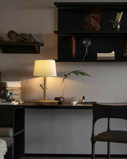 Twig Table Lamp | Wood & Fabric | Beige Shade