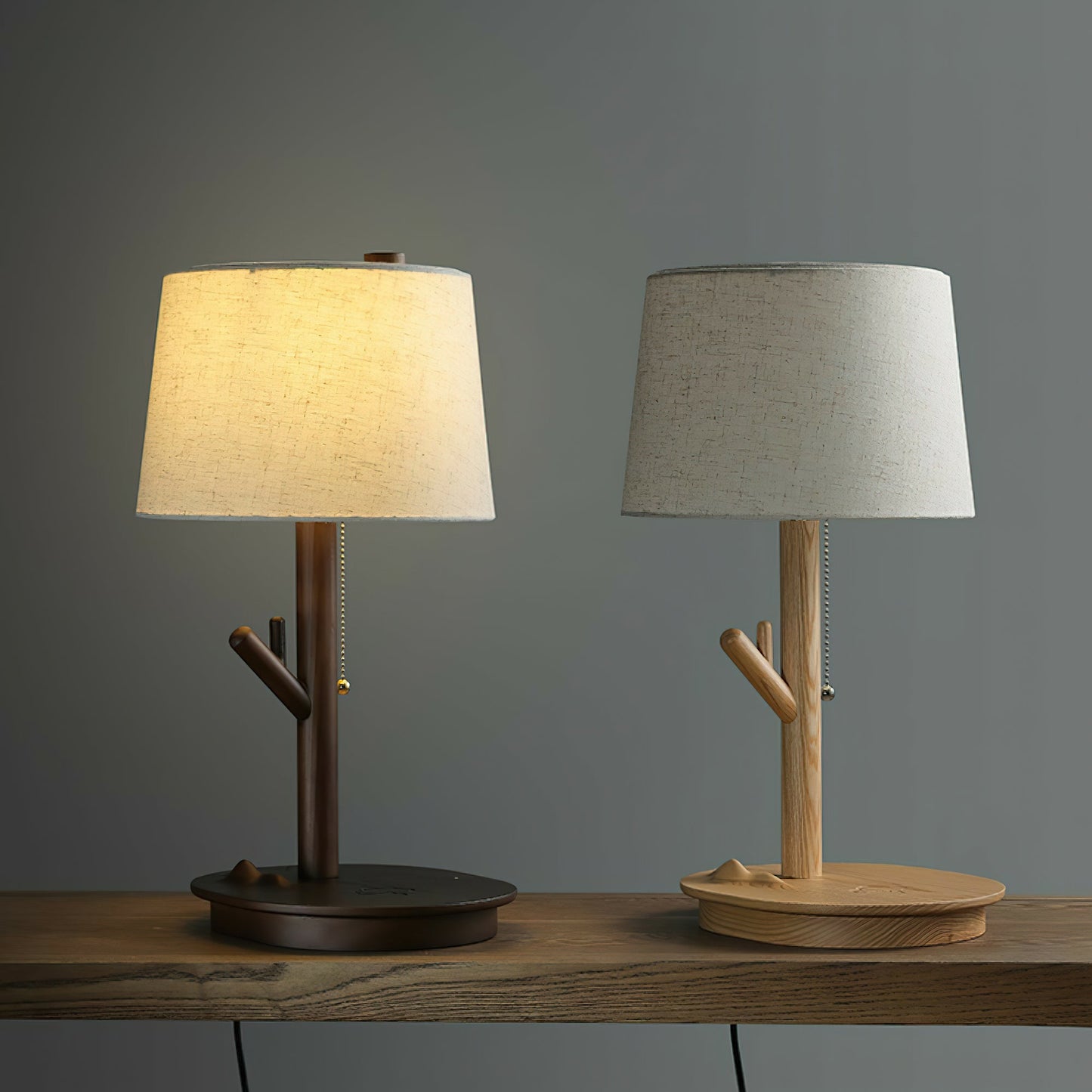 Twig Table Lamp | Wood & Fabric | Beige Shade