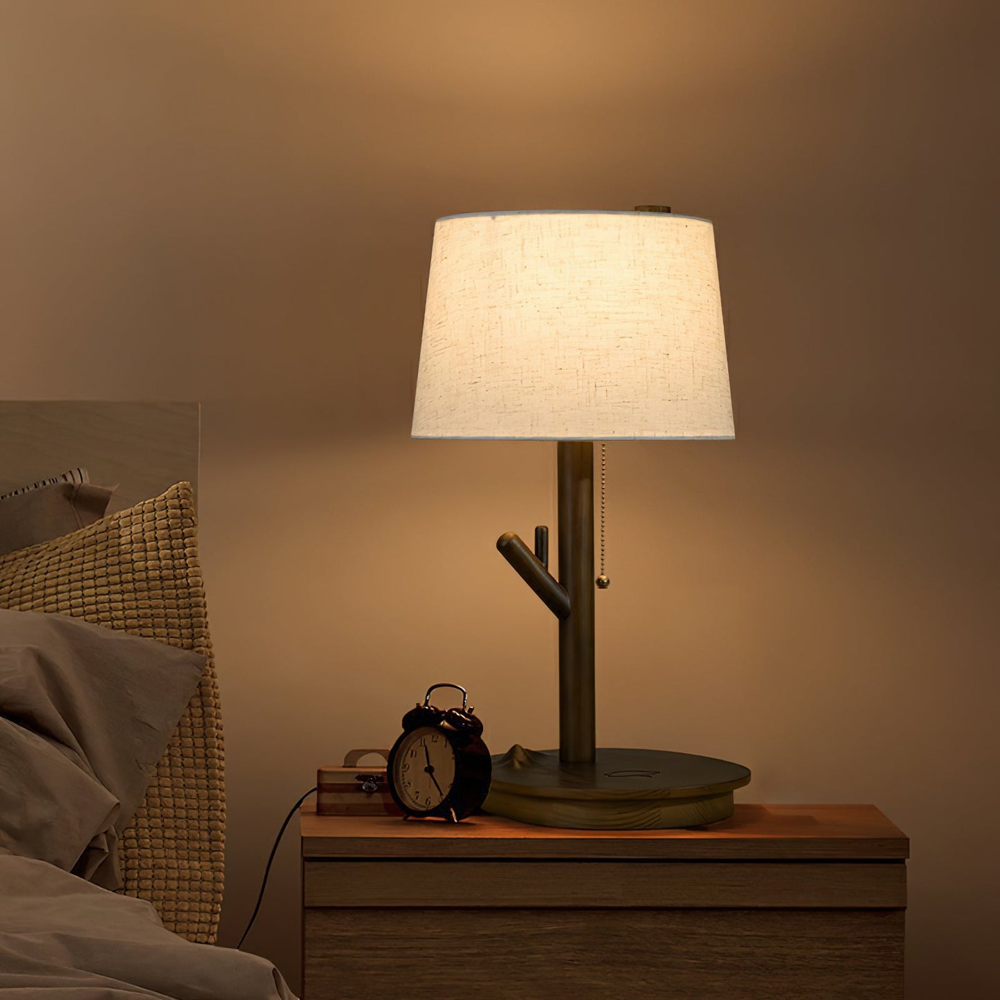 Twig Table Lamp | Wood & Fabric | Beige Shade