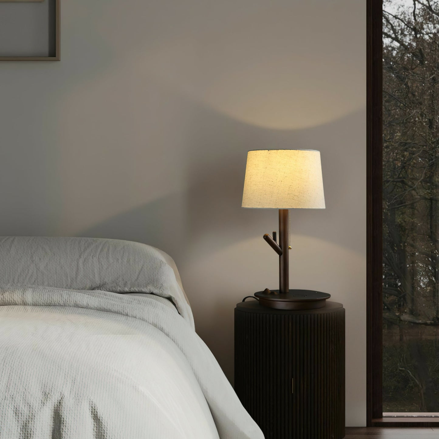 Twig Table Lamp | Wood & Fabric | Beige Shade