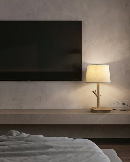 Twig Table Lamp | Wood & Fabric | Beige Shade