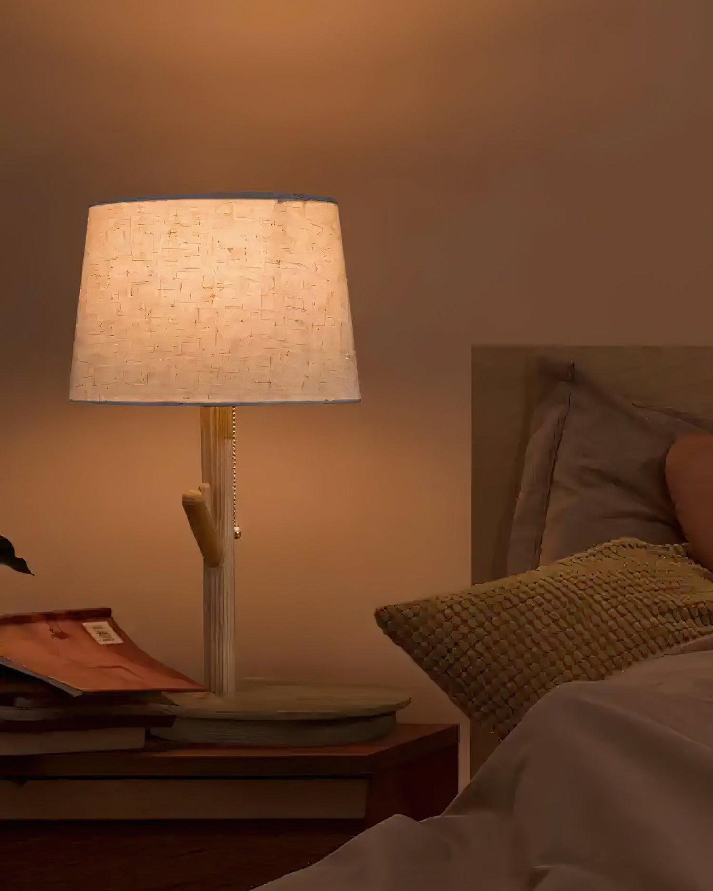 Twig Table Lamp | Wood & Fabric | Beige Shade