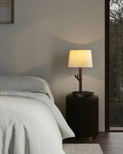 Twig Table Lamp | Wood & Fabric | Beige Shade