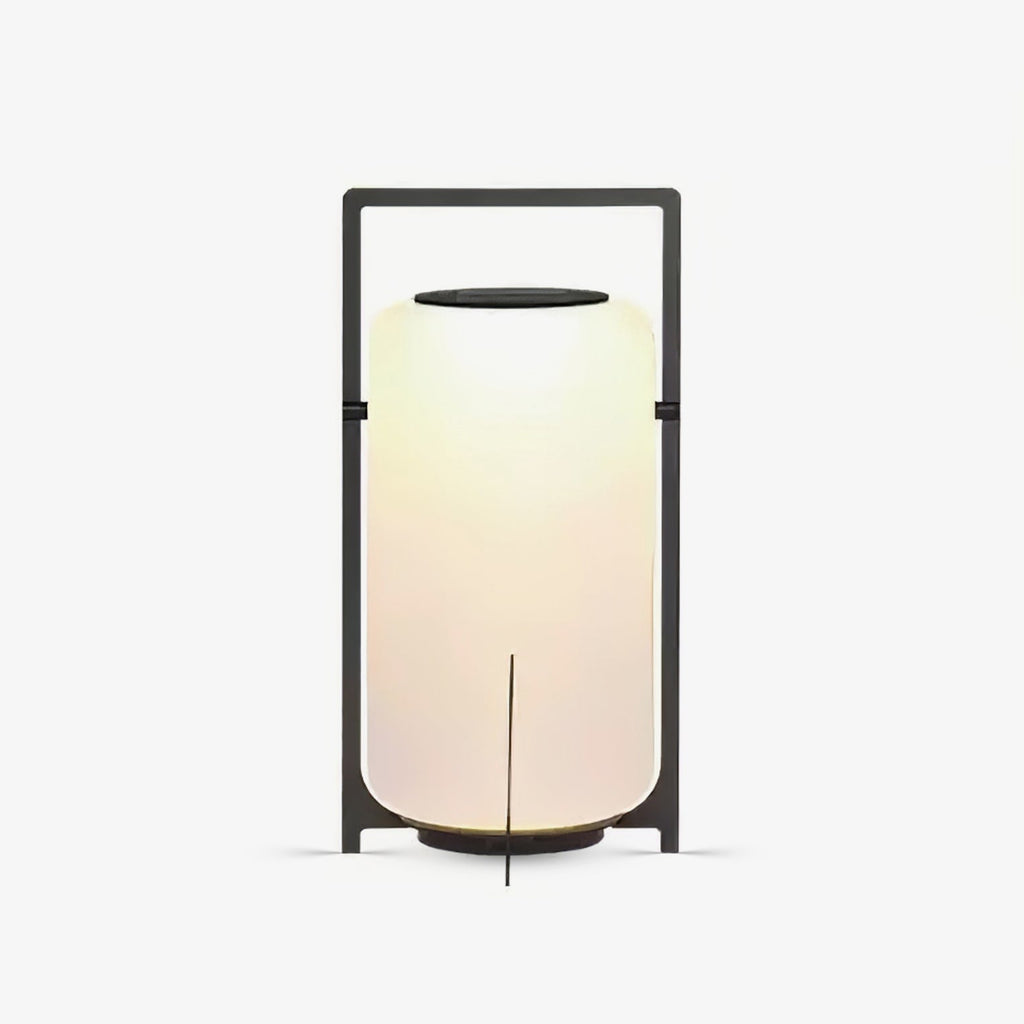 Solar Outdoor Table Lamp | Hand-Crafted White Glass & Stainless Steel | Remote Control