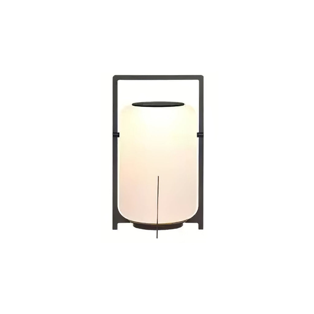 Solar Outdoor Table Lamp | Hand-Crafted White Glass & Stainless Steel | Remote Control
