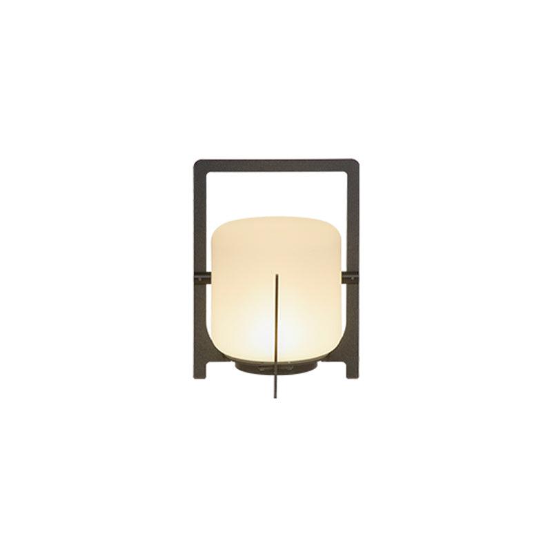 Twilight Lantern Table Lamp | Handcrafted White Glass Shade | Stainless Steel