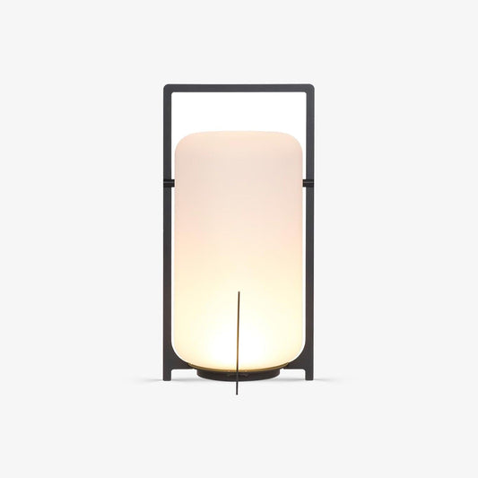 Twilight Lantern Table Lamp | Handcrafted White Glass Shade | Stainless Steel