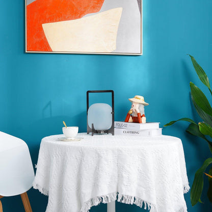 Twilight Lantern Table Lamp | Handcrafted White Glass Shade | Stainless Steel