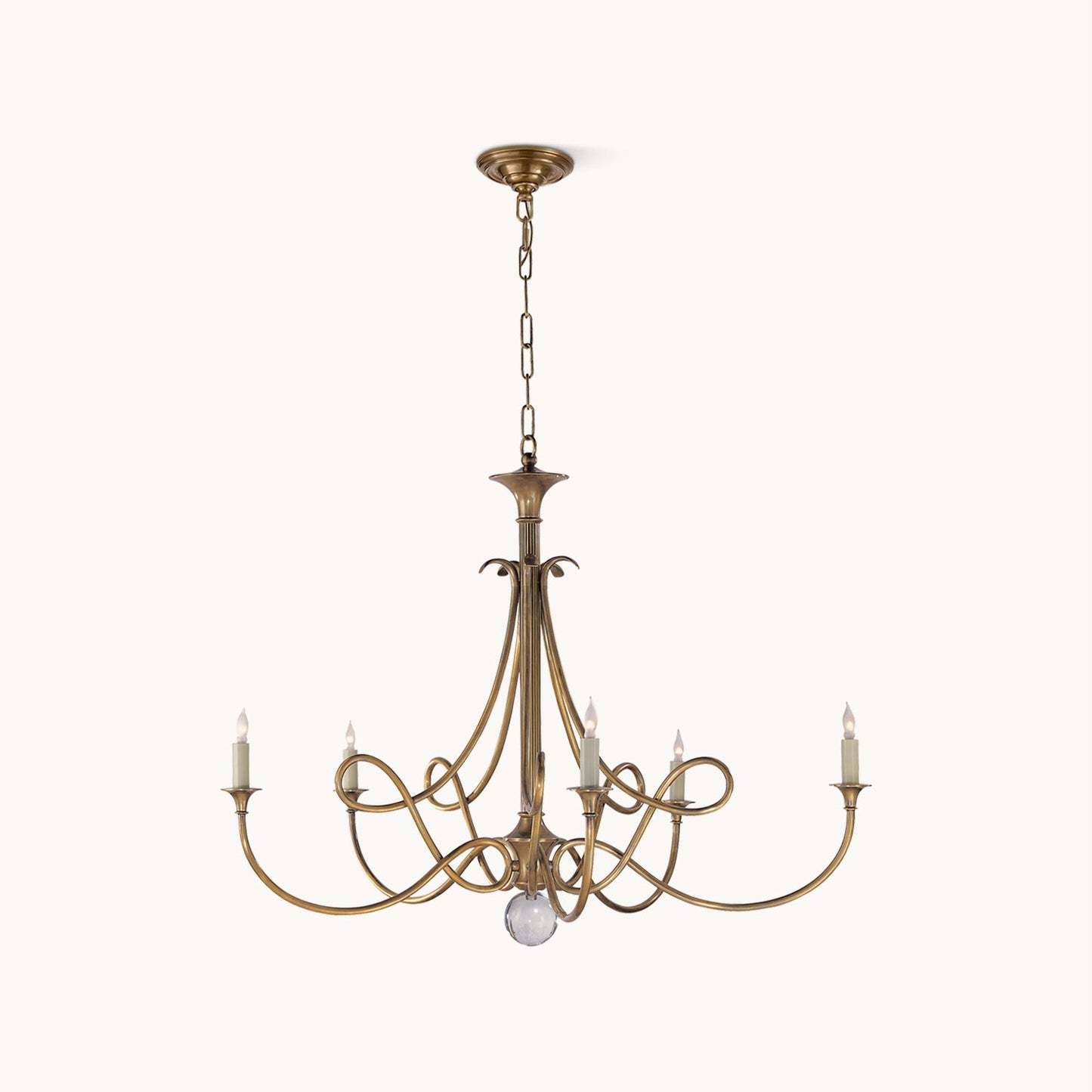 Twist Chandelier | Antique Brass & Crystal | 5-Light