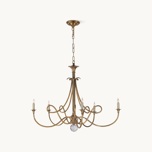 Twist Chandelier | Antique Brass & Crystal | 5-Light