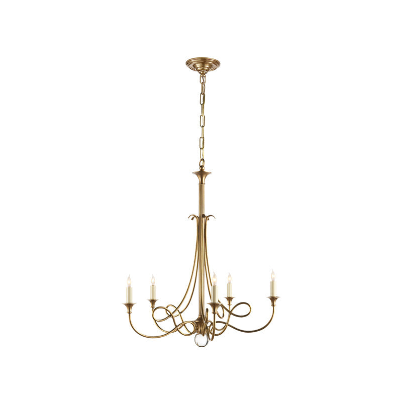 Twist Chandelier | Antique Brass & Crystal | 5-Light