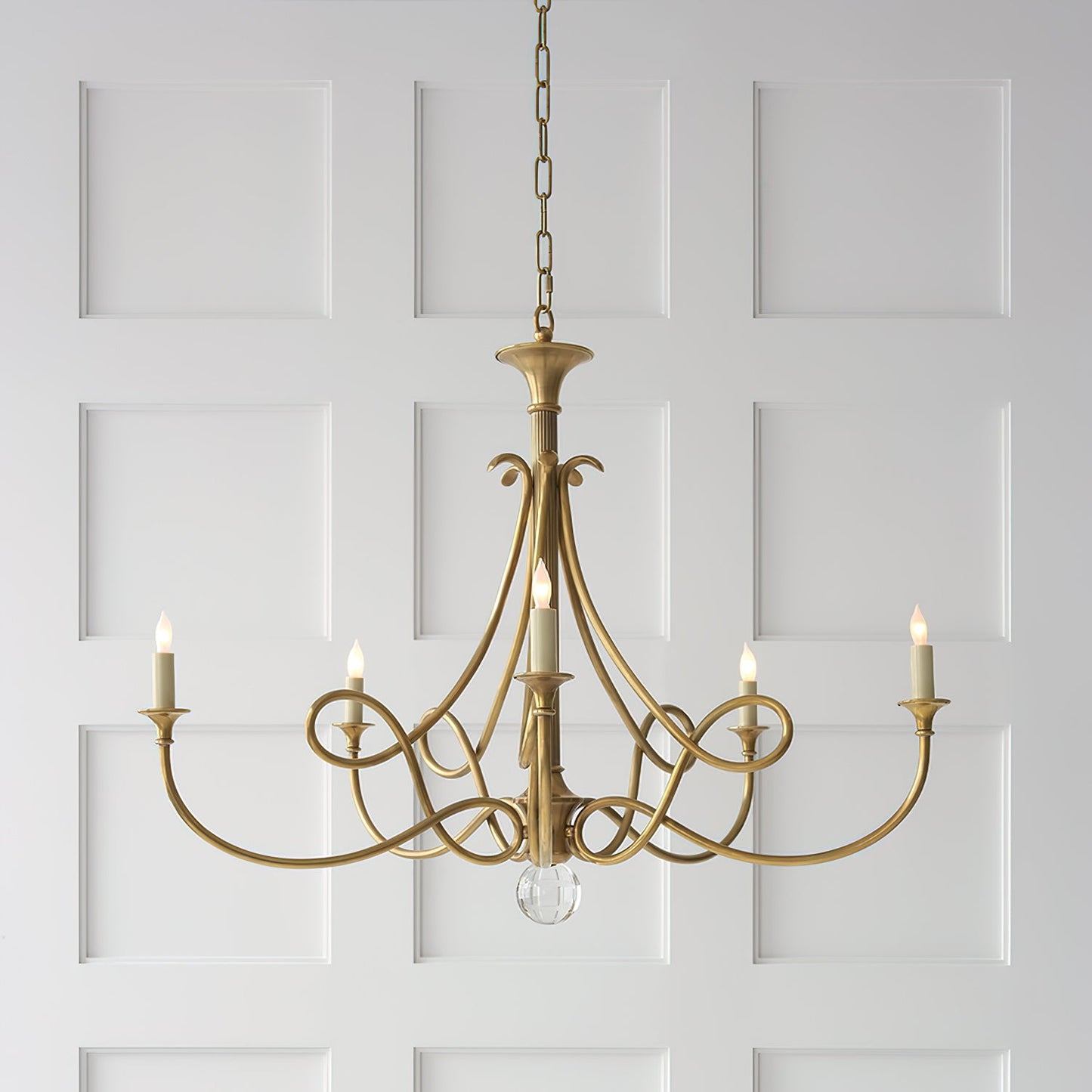 Twist Chandelier | Antique Brass & Crystal | 5-Light