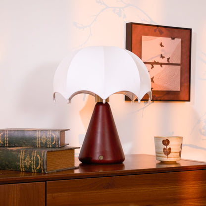 Silk Table Lamp | Rechargeable LED | White Shade & Walnut Base