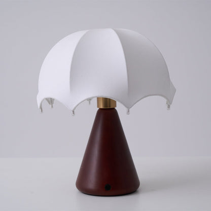 Silk Table Lamp | Rechargeable LED | White Shade & Walnut Base