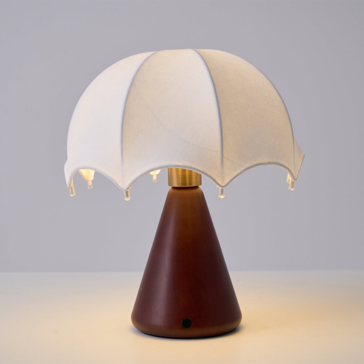 Silk Table Lamp | Rechargeable LED | White Shade & Walnut Base