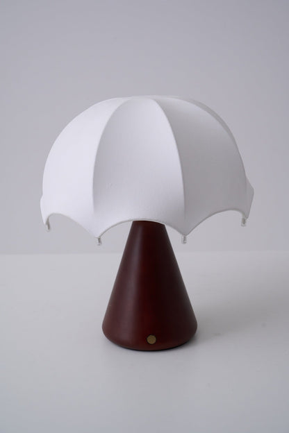 Silk Table Lamp | Rechargeable LED | White Shade & Walnut Base