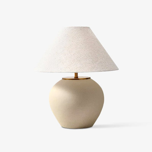 Upsala Ekeby Table Lamp | Handcrafted Ceramic & Metal | Beige with White Shade