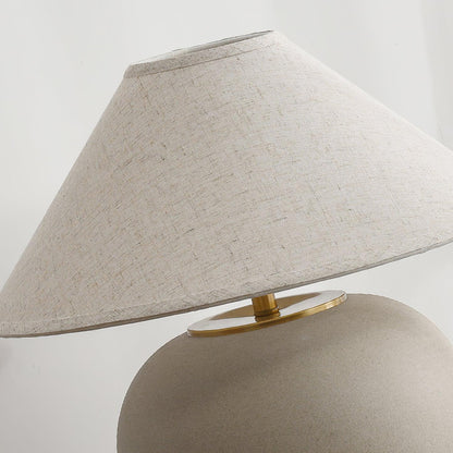 Upsala Ekeby Table Lamp | Handcrafted Ceramic & Metal | Beige with White Shade