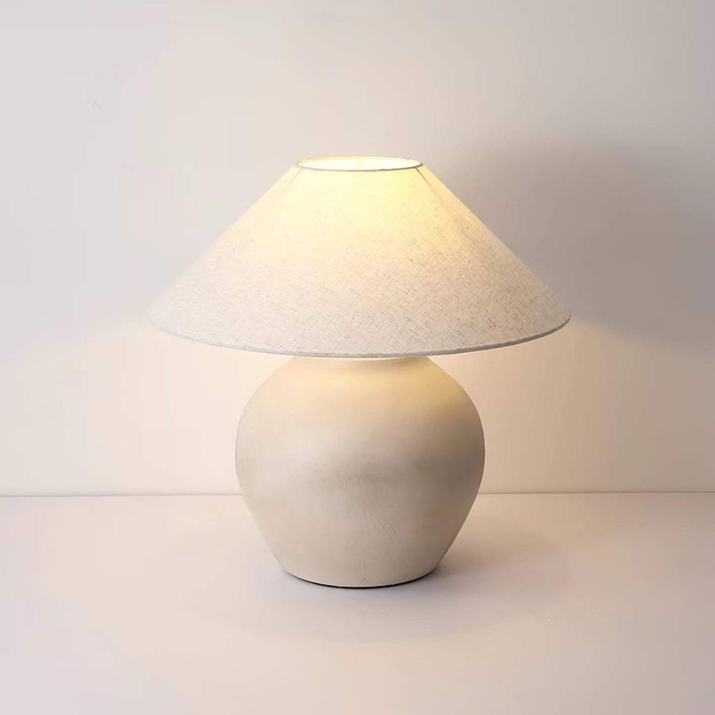 Upsala Ekeby Table Lamp | Handcrafted Ceramic & Metal | Beige with White Shade