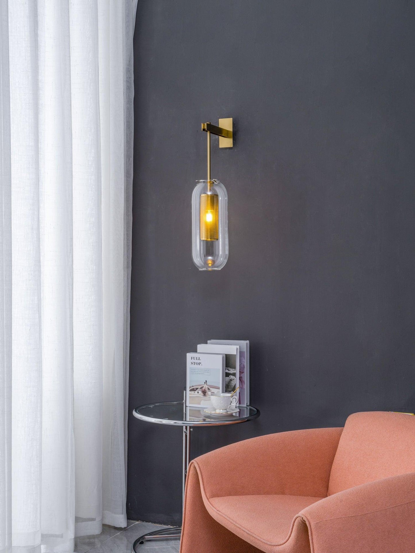 Vadim Wall Lamp | Metal & Glass | Black, Copper, Gold Finish
