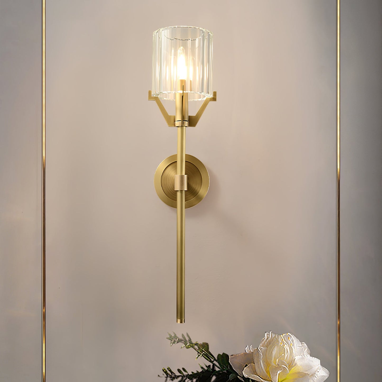 Valdampierre Wall Sconce | Heavy Cut Crystal & Heritage Brass | Indoor Lighting