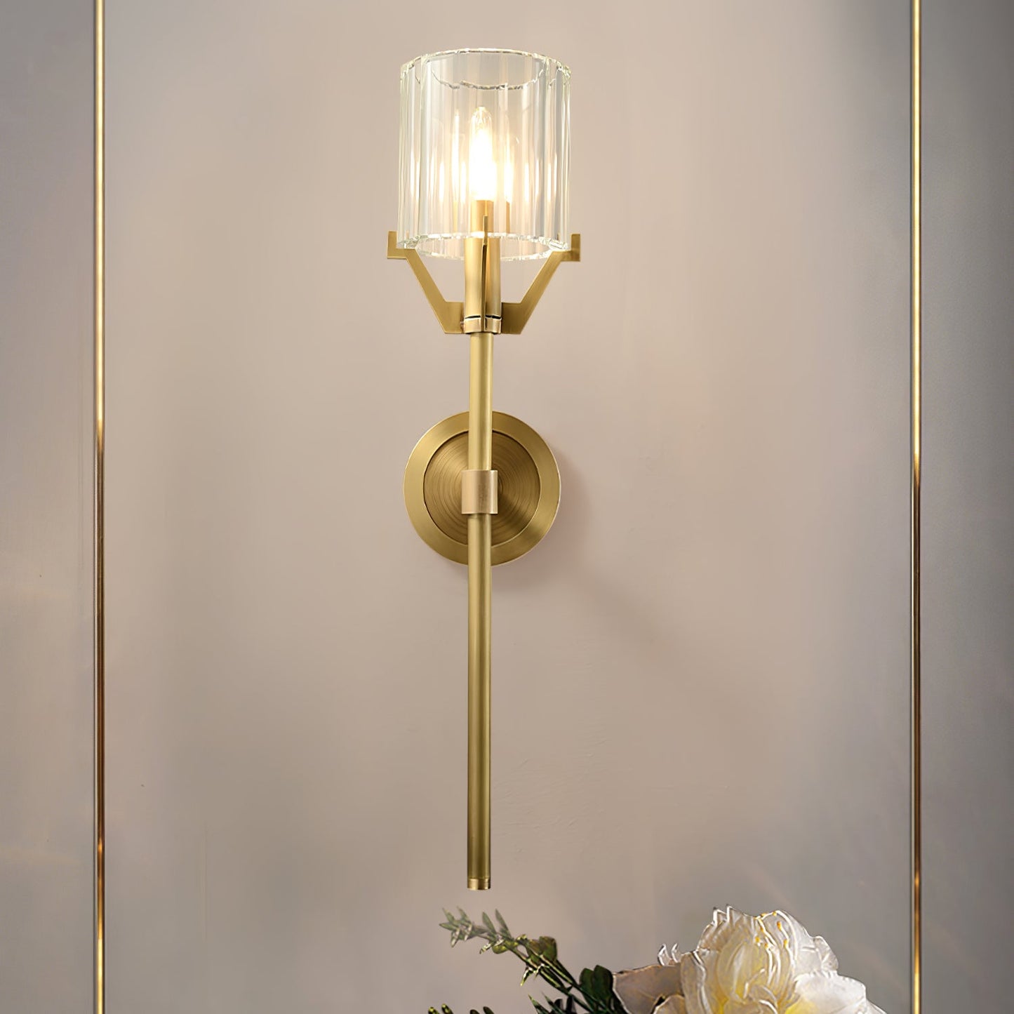 Valdampierre Wall Sconce | Heavy Cut Crystal & Heritage Brass | Indoor Lighting