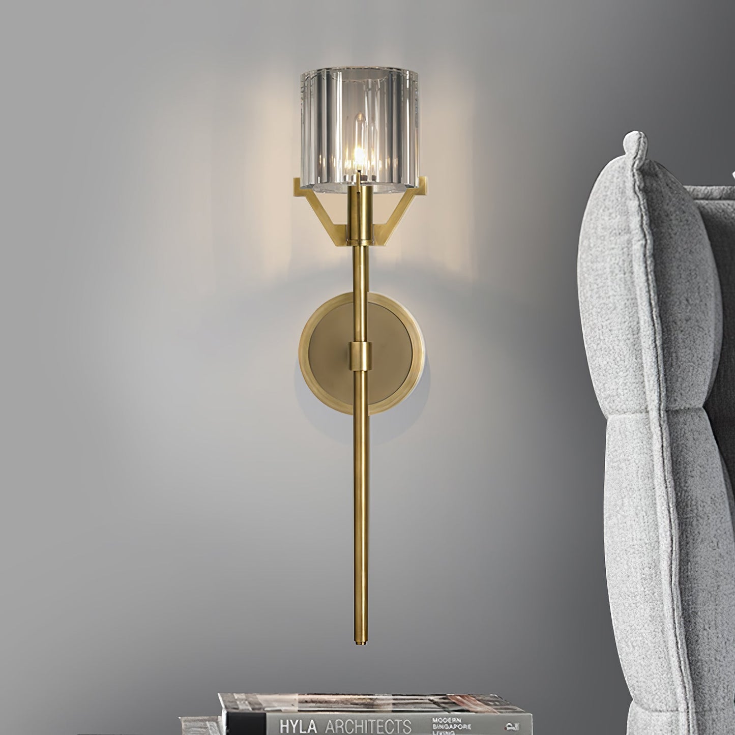 Valdampierre Wall Sconce | Heavy Cut Crystal & Heritage Brass | Indoor Lighting