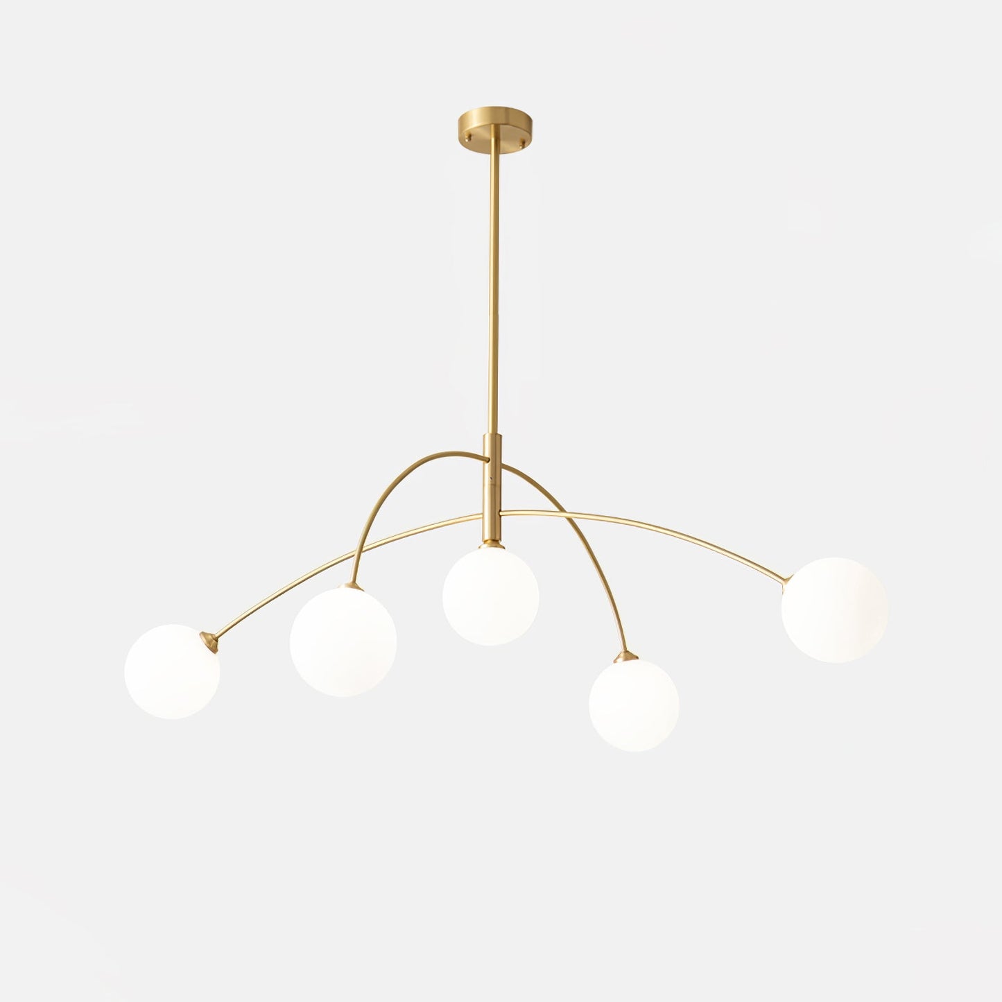Valentina Arc Chandelier | Wrought Iron, Glass & Wood | 5-Light