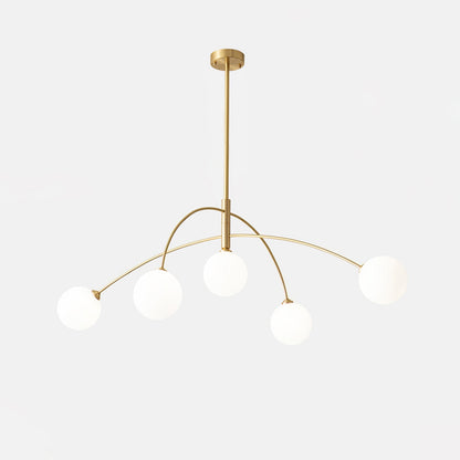 Valentina Arc Chandelier | Wrought Iron, Glass & Wood | 5-Light