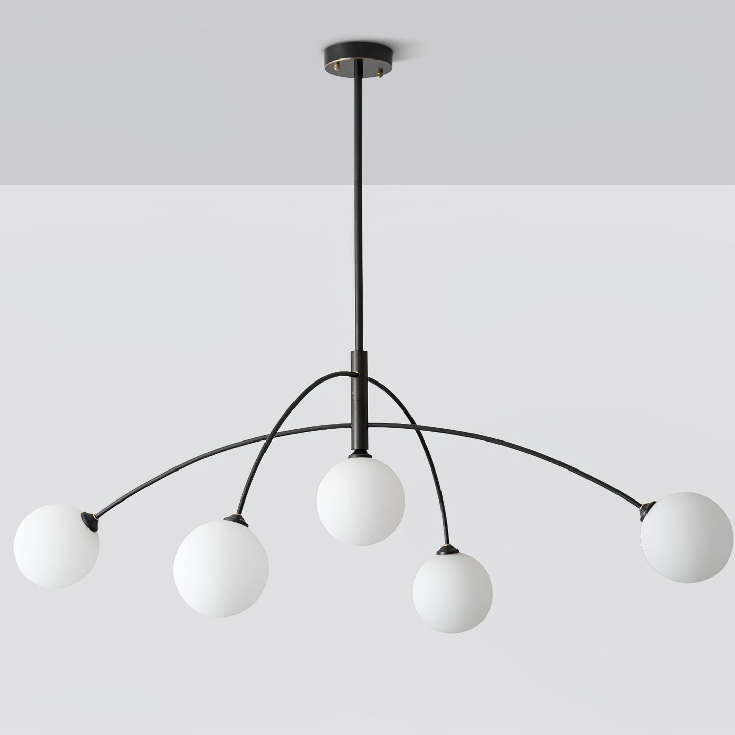 Valentina Arc Chandelier | Wrought Iron, Glass & Wood | 5-Light