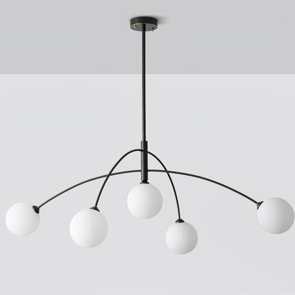 Valentina Arc Chandelier | Wrought Iron, Glass & Wood | 5-Light