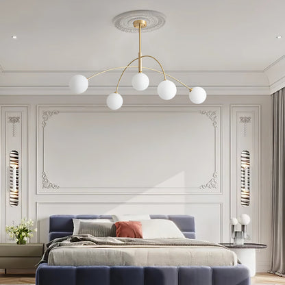 Valentina Arc Chandelier | Wrought Iron, Glass & Wood | 5-Light