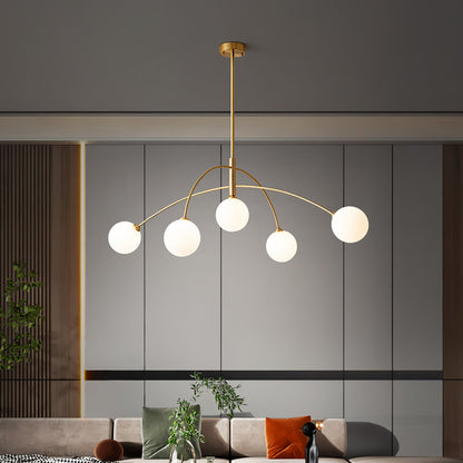 Valentina Arc Chandelier | Wrought Iron, Glass & Wood | 5-Light