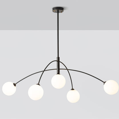Valentina Arc Chandelier | Wrought Iron, Glass & Wood | 5-Light