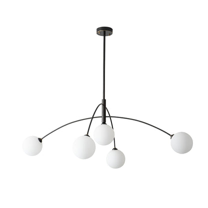 Valentina Arc Chandelier | Wrought Iron, Glass & Wood | 5-Light