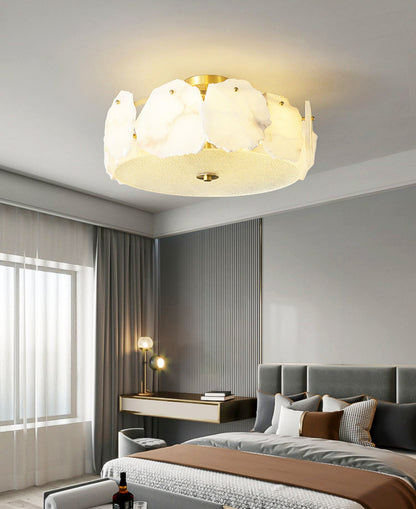Alabaster Ceiling Lamp | Organic Design Copper Base | 45cm or 60cm Diameter