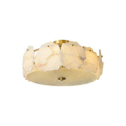 Alabaster Ceiling Lamp | Organic Design Copper Base | 45cm or 60cm Diameter