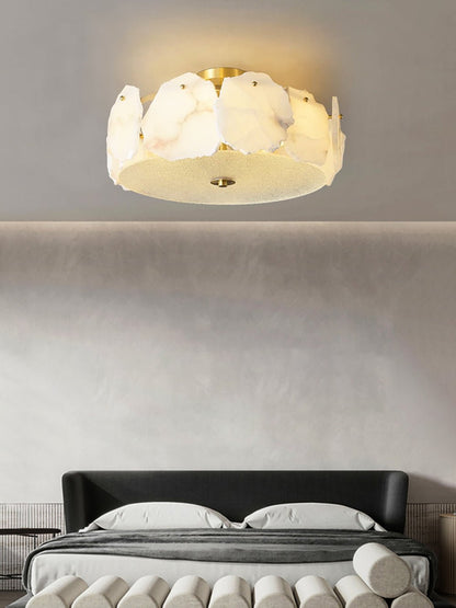 Alabaster Ceiling Lamp | Organic Design Copper Base | 45cm or 60cm Diameter