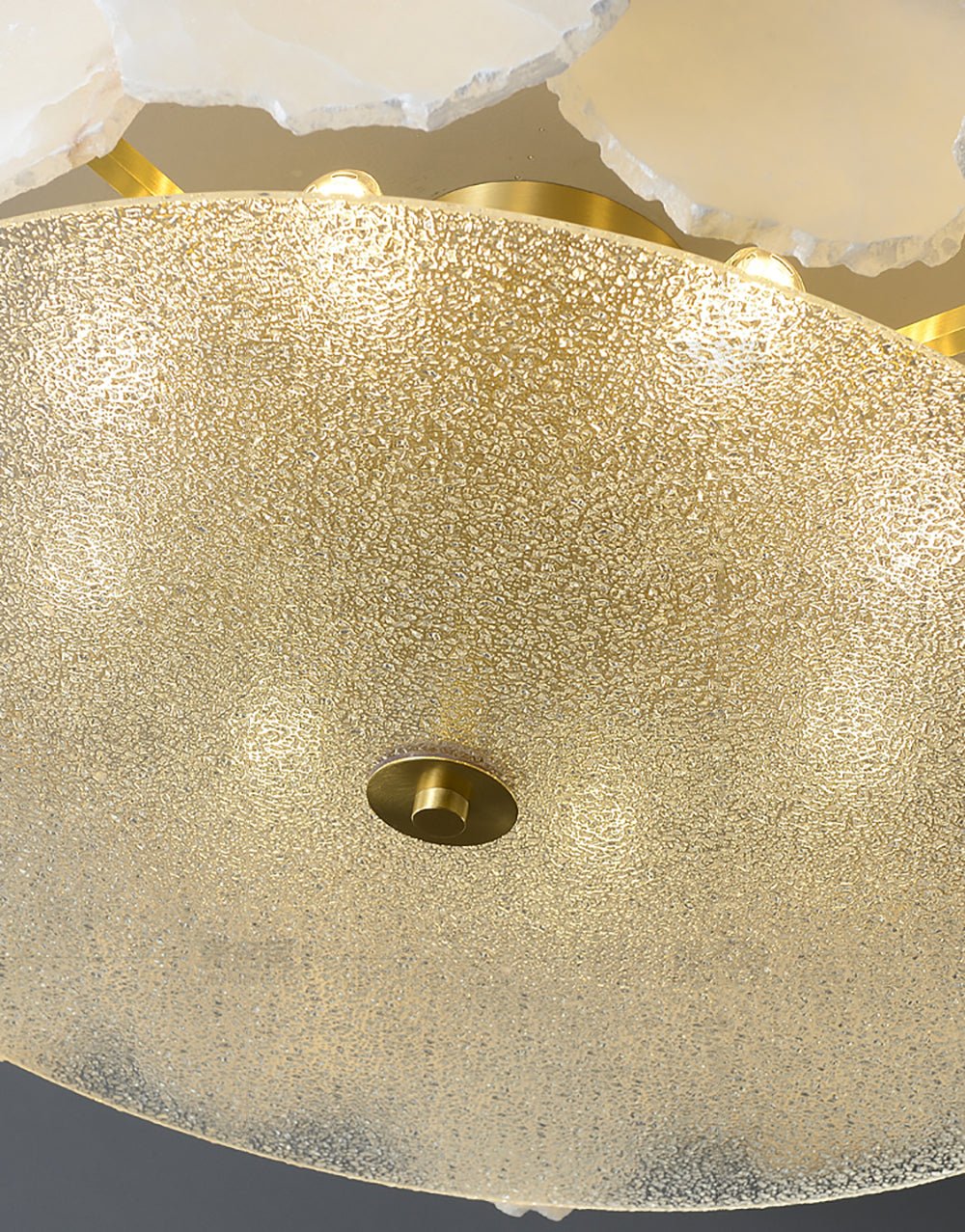 Alabaster Ceiling Lamp | Organic Design Copper Base | 45cm or 60cm Diameter