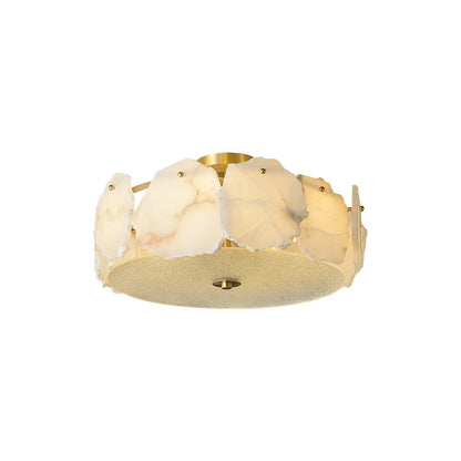 Alabaster Ceiling Lamp | Organic Design Copper Base | 45cm or 60cm Diameter