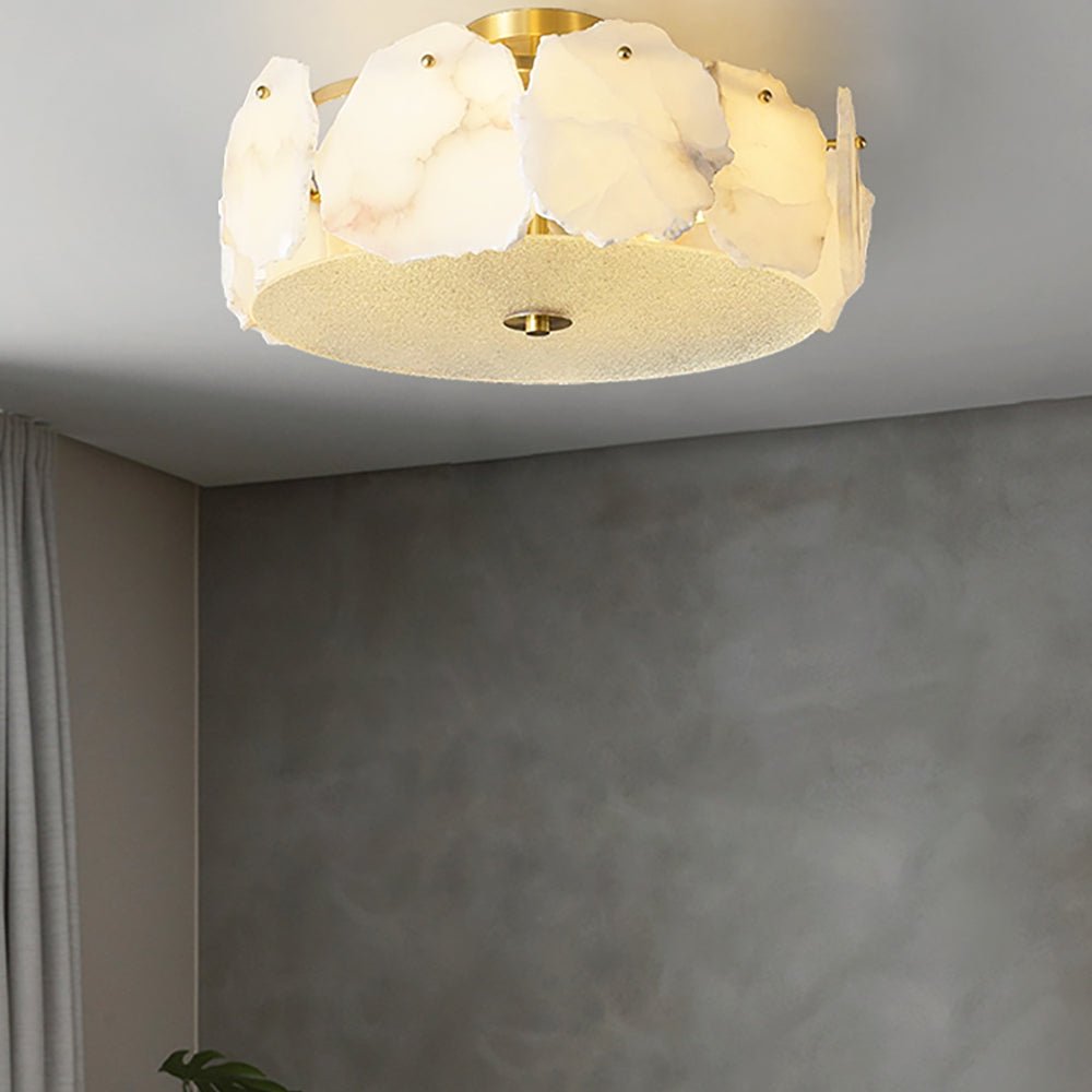 Alabaster Ceiling Lamp | Organic Design Copper Base | 45cm or 60cm Diameter