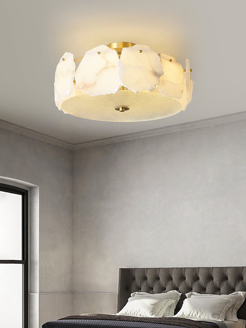 Alabaster Ceiling Lamp | Organic Design Copper Base | 45cm or 60cm Diameter