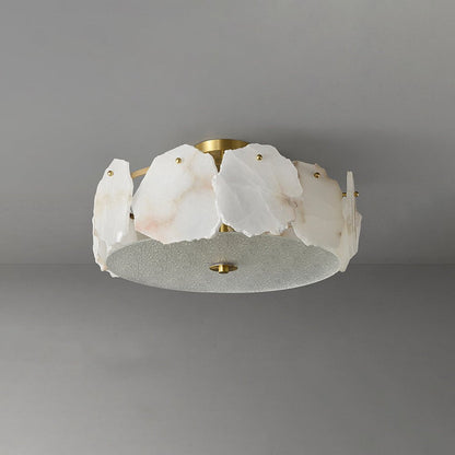 Alabaster Ceiling Lamp | Organic Design Copper Base | 45cm or 60cm Diameter