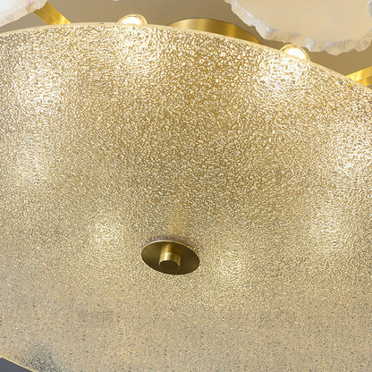 Alabaster Ceiling Lamp | Organic Design Copper Base | 45cm or 60cm Diameter