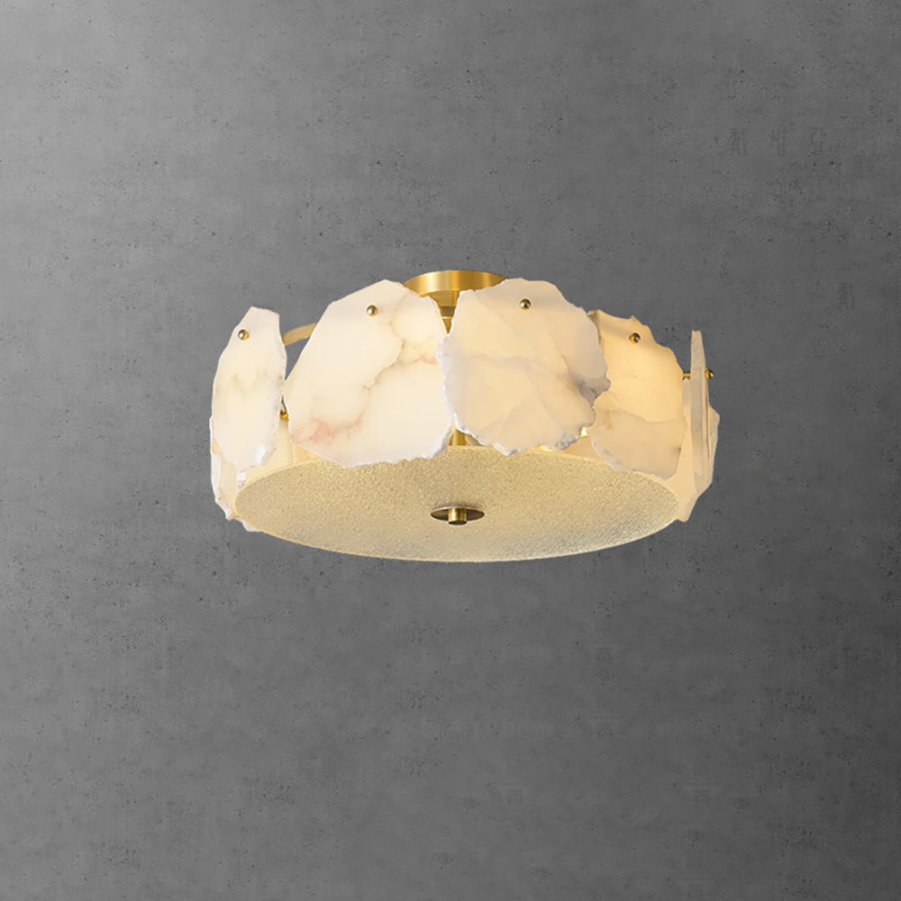 Alabaster Ceiling Lamp | Organic Design Copper Base | 45cm or 60cm Diameter