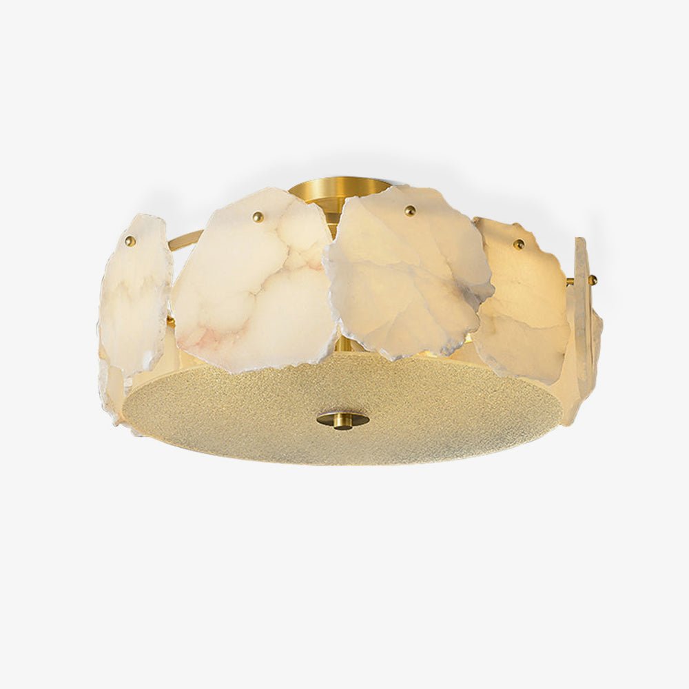 Alabaster Ceiling Lamp | Organic Design Copper Base | 45cm or 60cm Diameter