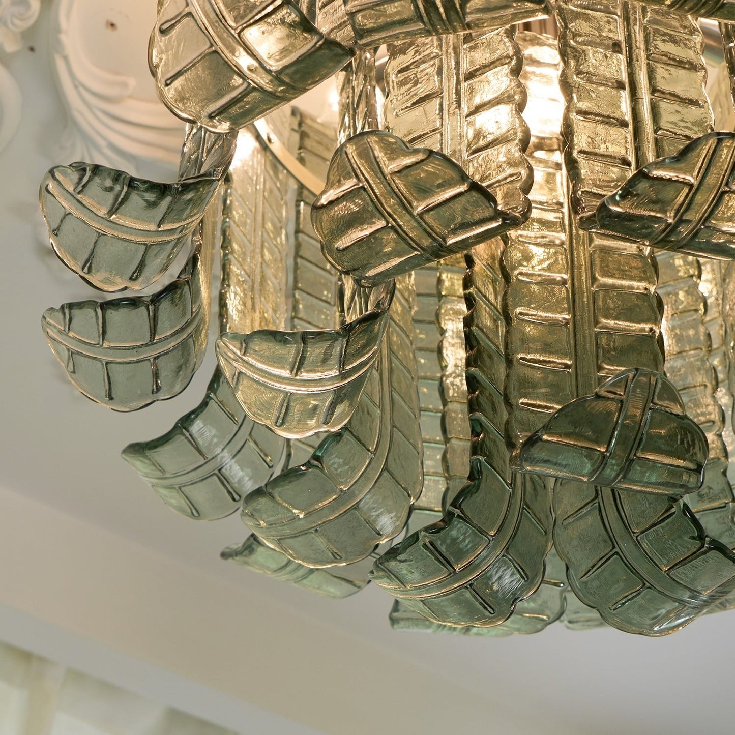 Murano Glass Ceiling Lamp | Hand-Crafted | Green Shade | 52cm Diameter