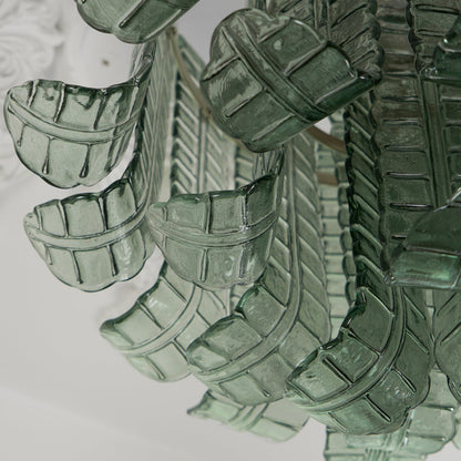 Murano Glass Ceiling Lamp | Hand-Crafted | Green Shade | 52cm Diameter